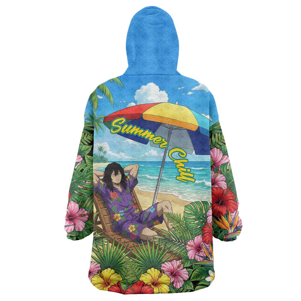 Shouta Aizawa Summer Chill Wearable Blanket Hoodie Tropical Anime Relaxation Vibes