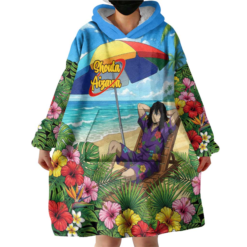 Shouta Aizawa Summer Chill Wearable Blanket Hoodie Tropical Anime Relaxation Vibes