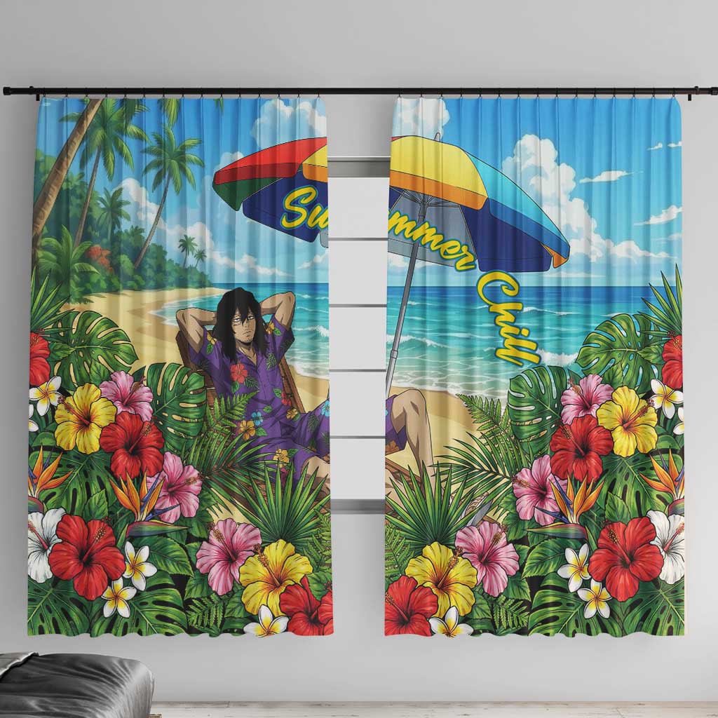Shouta Aizawa Summer Chill Window Curtain Tropical Anime Relaxation Vibes