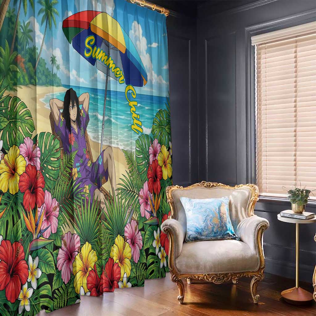 Shouta Aizawa Summer Chill Window Curtain Tropical Anime Relaxation Vibes