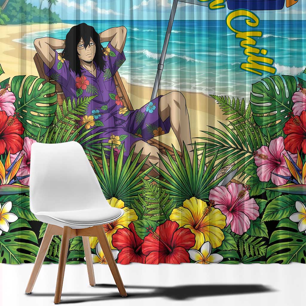 Shouta Aizawa Summer Chill Window Curtain Tropical Anime Relaxation Vibes