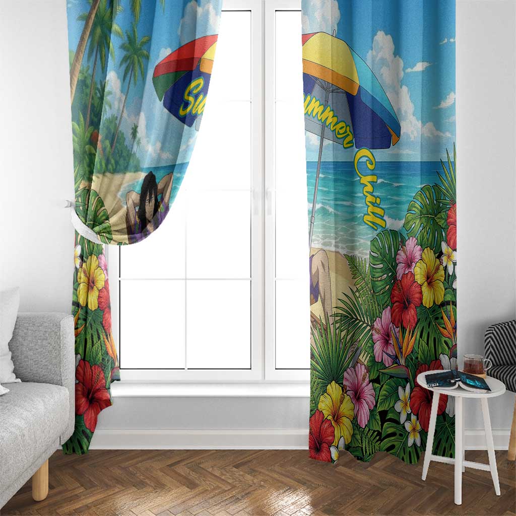 Shouta Aizawa Summer Chill Window Curtain Tropical Anime Relaxation Vibes