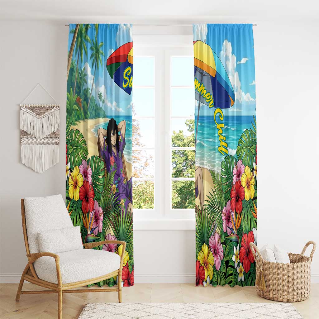 Shouta Aizawa Summer Chill Window Curtain Tropical Anime Relaxation Vibes