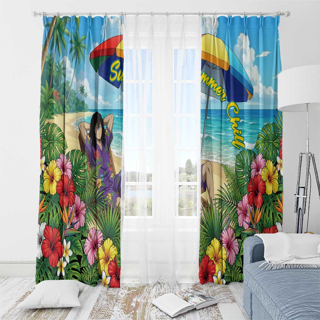 Shouta Aizawa Summer Chill Window Curtain Tropical Anime Relaxation Vibes