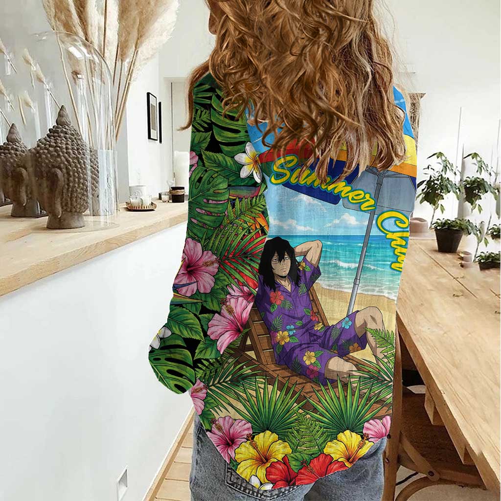 Shouta Aizawa Summer Chill Women Casual Shirt Tropical Anime Relaxation Vibes