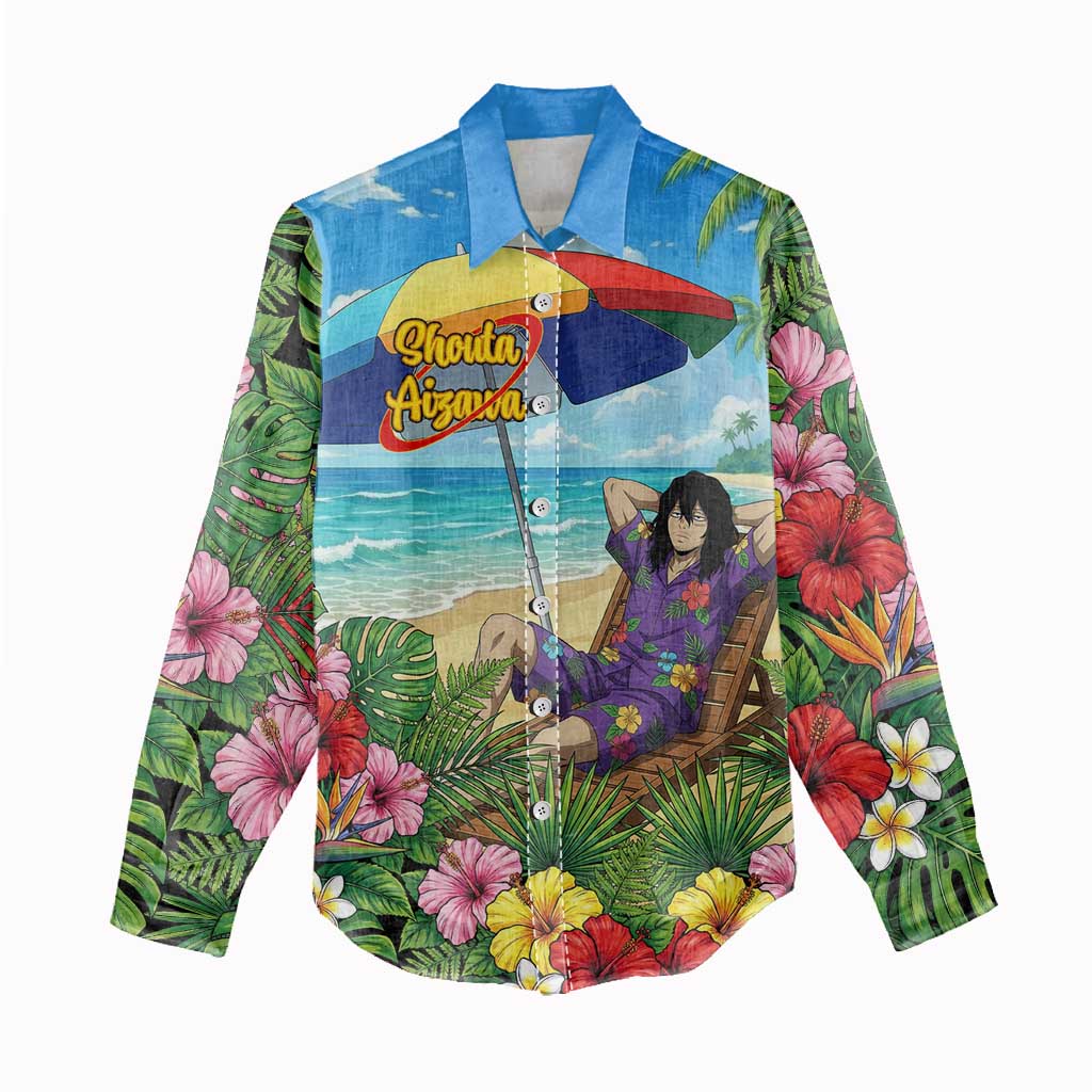 Shouta Aizawa Summer Chill Women Casual Shirt Tropical Anime Relaxation Vibes
