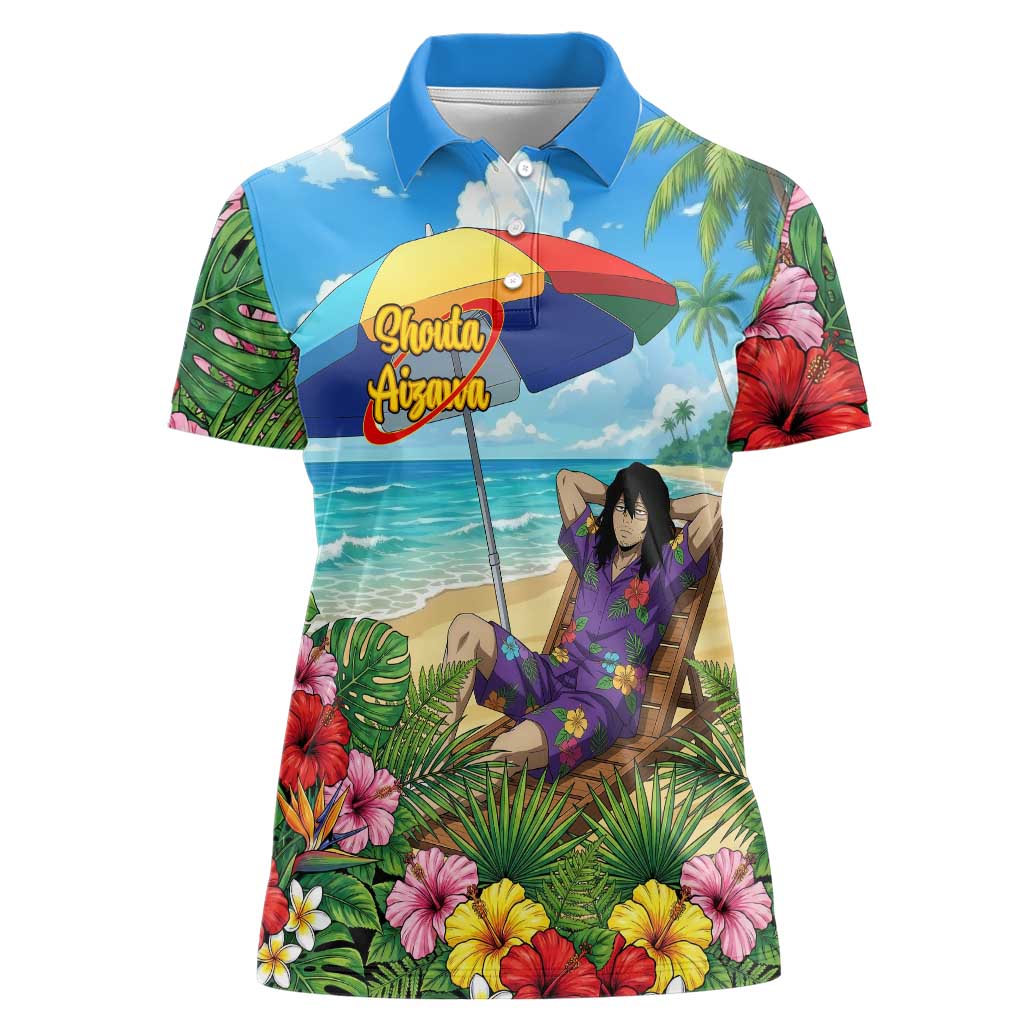 Shouta Aizawa Summer Chill Women Polo Shirt Tropical Anime Relaxation Vibes