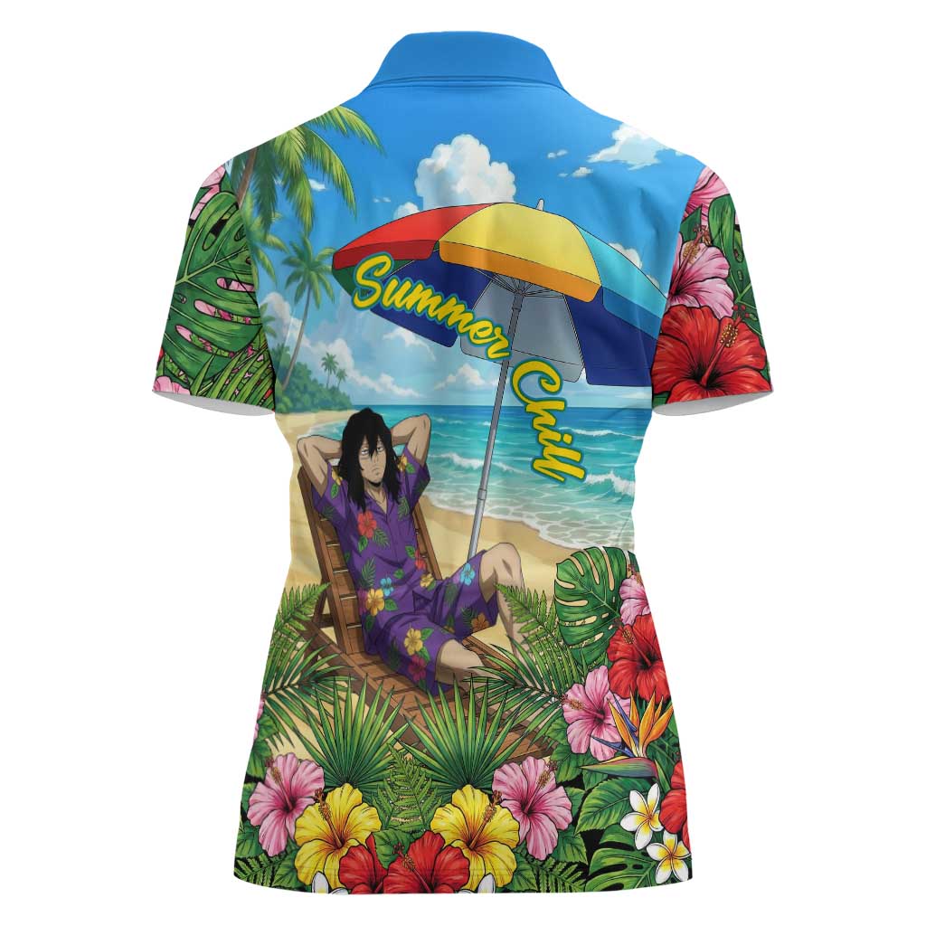 Shouta Aizawa Summer Chill Women Polo Shirt Tropical Anime Relaxation Vibes