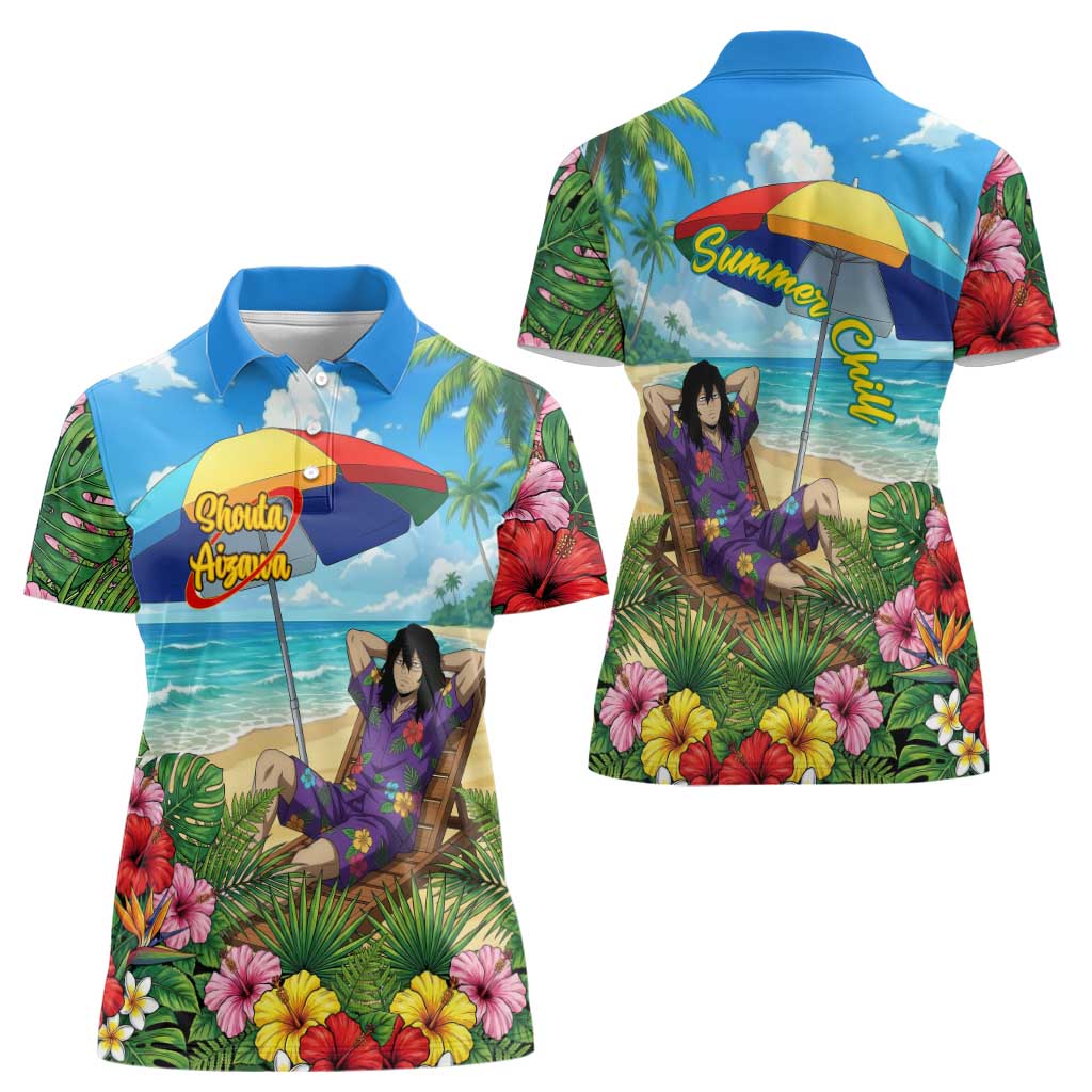 Shouta Aizawa Summer Chill Women Polo Shirt Tropical Anime Relaxation Vibes