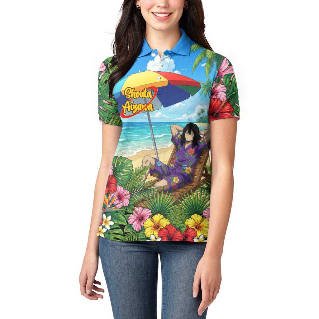 Shouta Aizawa Summer Chill Women Polo Shirt Tropical Anime Relaxation Vibes