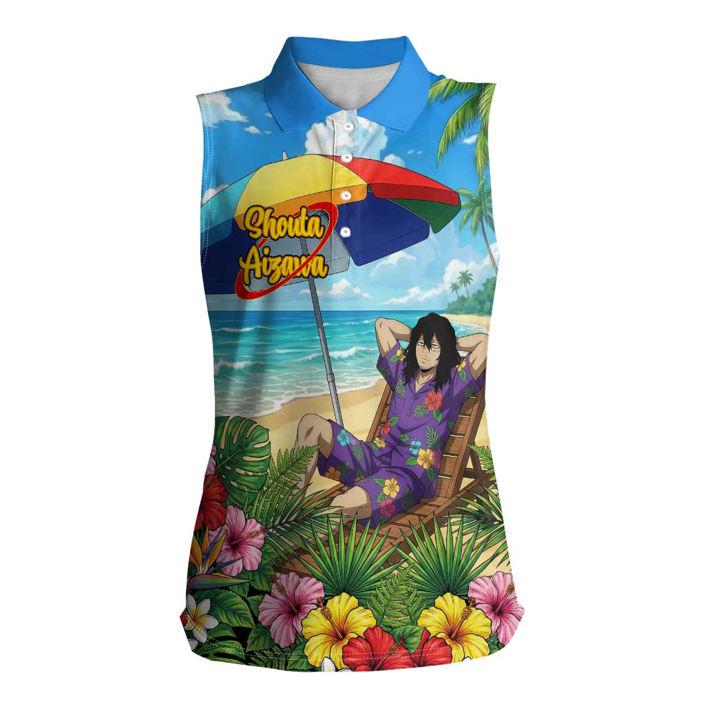 Shouta Aizawa Summer Chill Women Sleeveless Polo Shirt Tropical Anime Relaxation Vibes