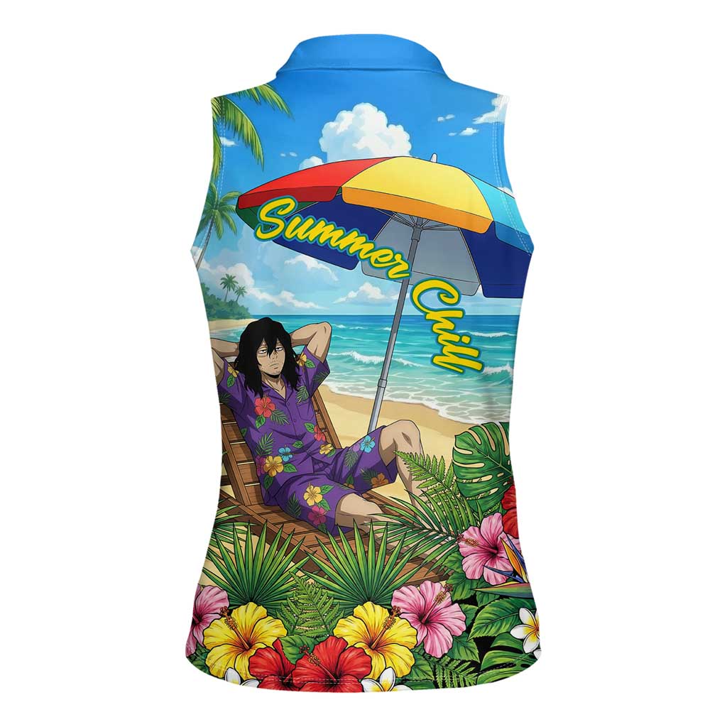 Shouta Aizawa Summer Chill Women Sleeveless Polo Shirt Tropical Anime Relaxation Vibes