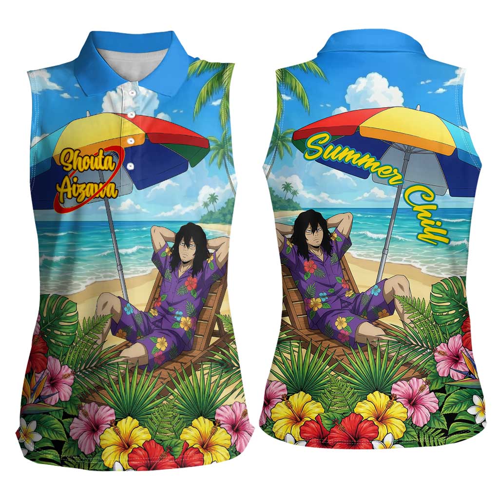Shouta Aizawa Summer Chill Women Sleeveless Polo Shirt Tropical Anime Relaxation Vibes