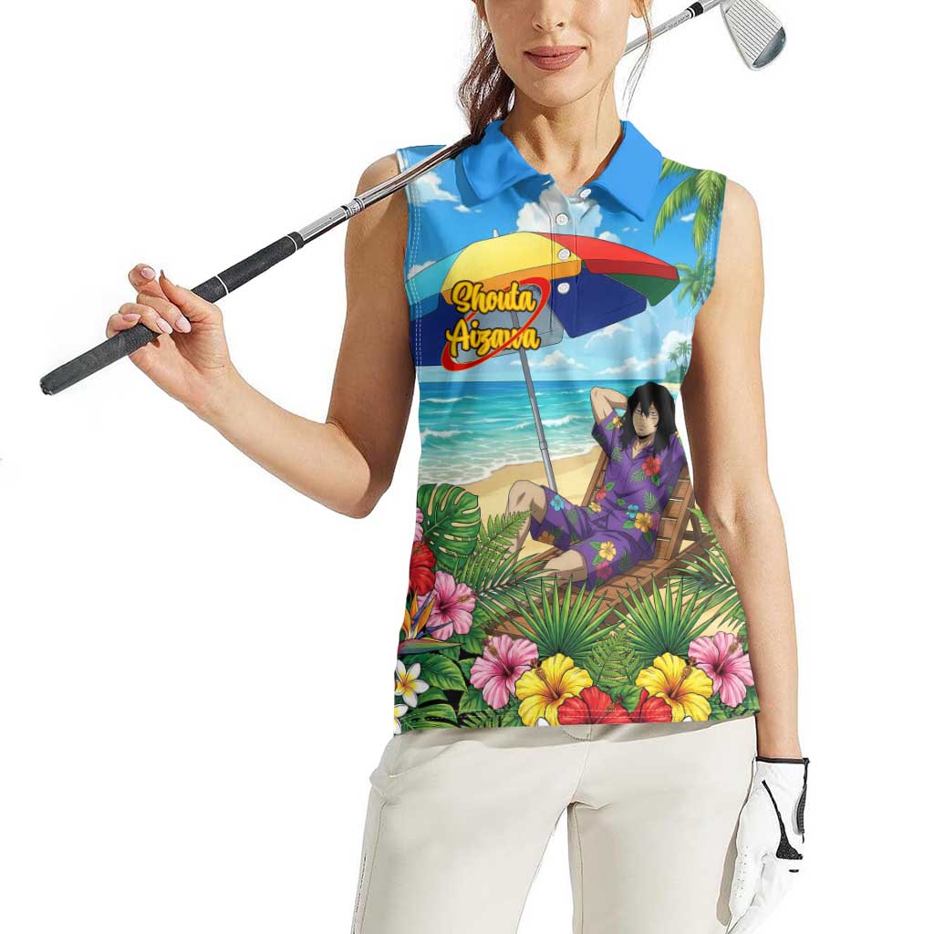 Shouta Aizawa Summer Chill Women Sleeveless Polo Shirt Tropical Anime Relaxation Vibes