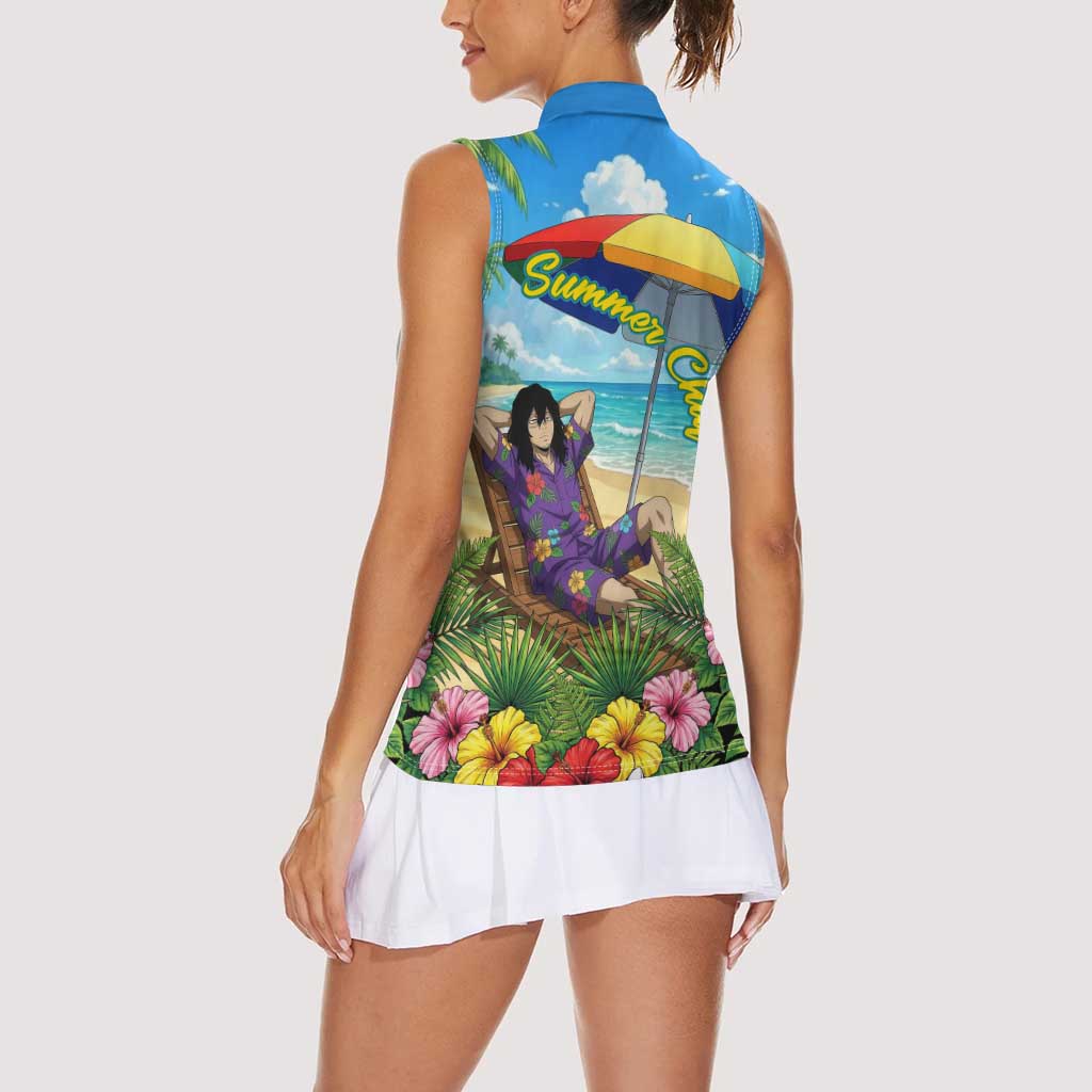 Shouta Aizawa Summer Chill Women Sleeveless Polo Shirt Tropical Anime Relaxation Vibes