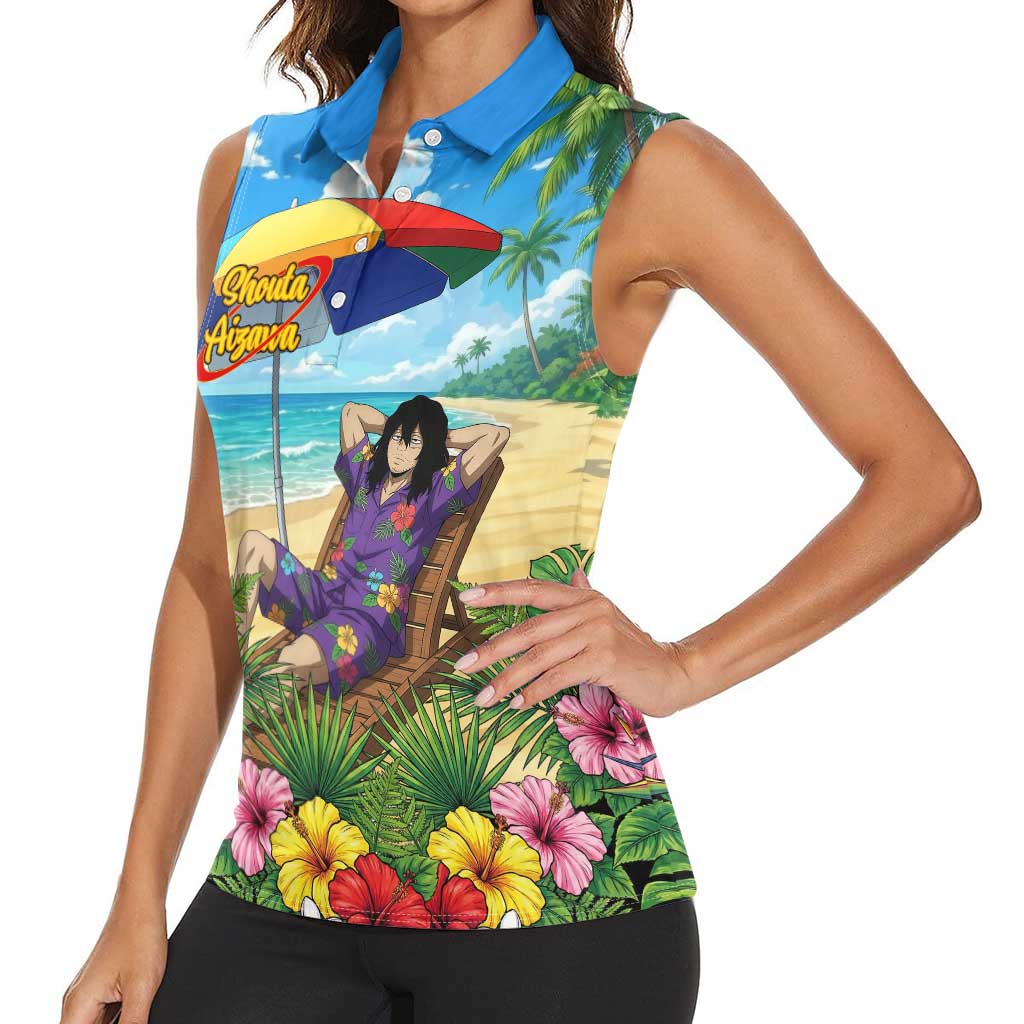 Shouta Aizawa Summer Chill Women Sleeveless Polo Shirt Tropical Anime Relaxation Vibes