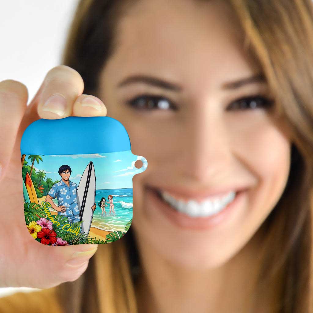 Tenya Iida Summer Chill AirPods Case Tropical Anime Surf Escape
