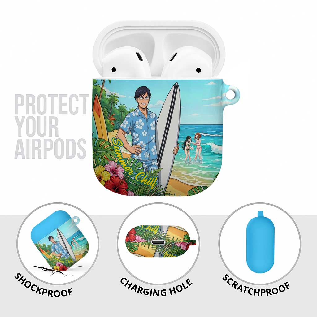 Tenya Iida Summer Chill AirPods Case Tropical Anime Surf Escape