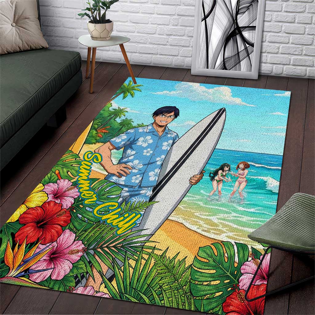 Tenya Iida Summer Chill Area Rug Tropical Anime Surf Escape