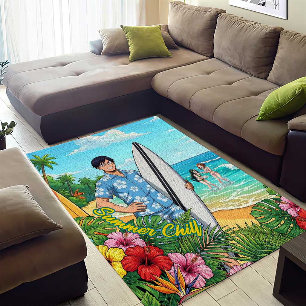 Tenya Iida Summer Chill Area Rug Tropical Anime Surf Escape