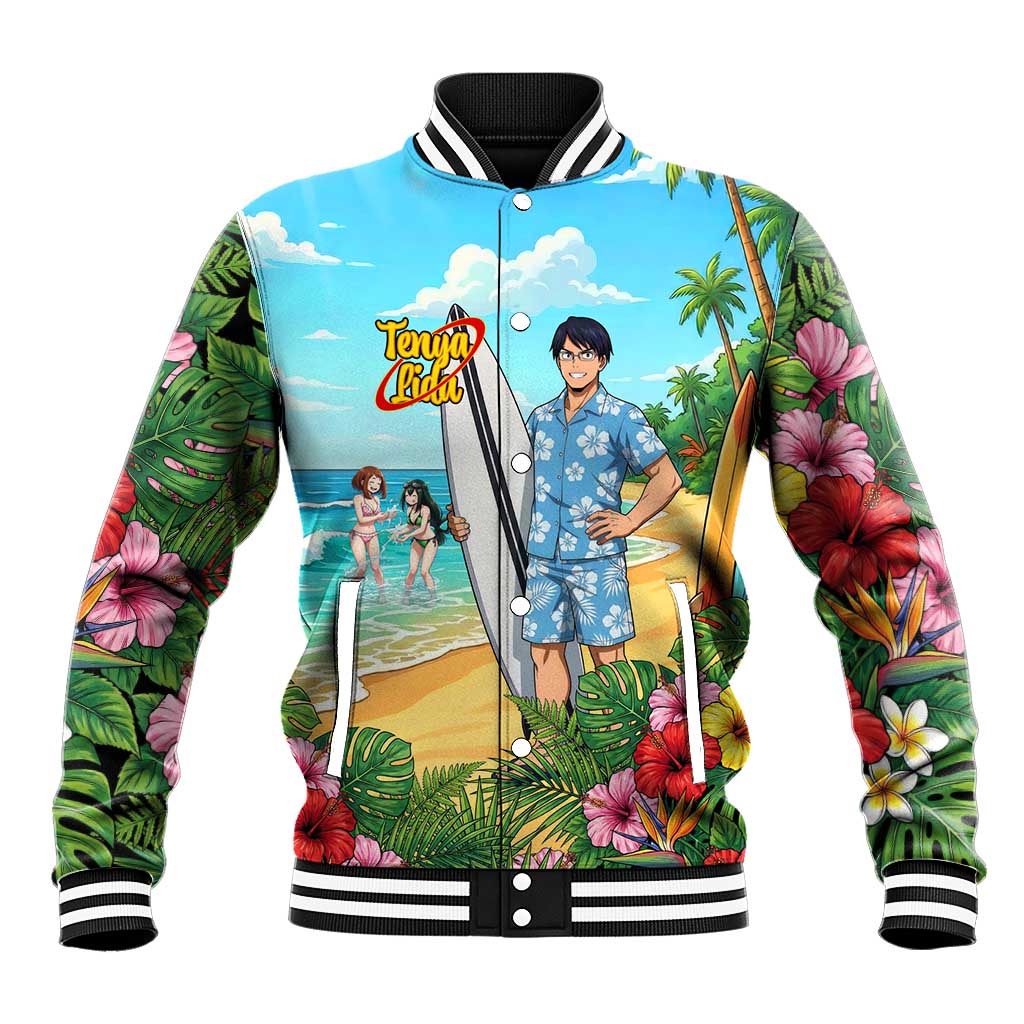 Tenya Iida Summer Chill Baseball Jacket Tropical Anime Surf Escape