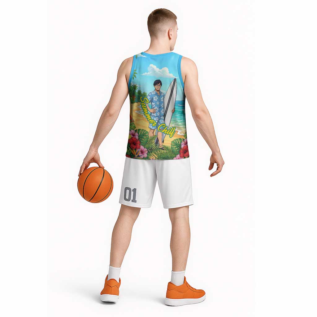 Tenya Iida Summer Chill Basketball Jersey Tropical Anime Surf Escape