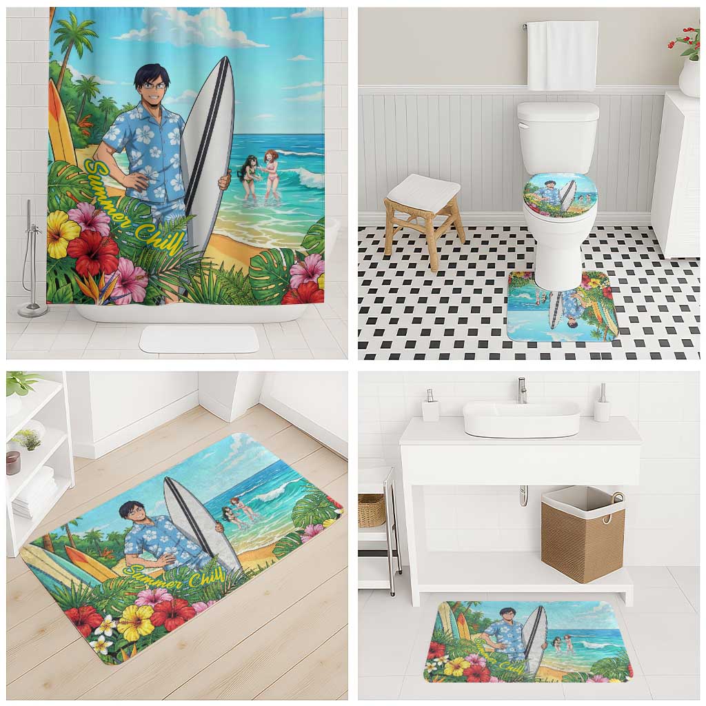 Tenya Iida Summer Chill Bathroom Set Tropical Anime Surf Escape