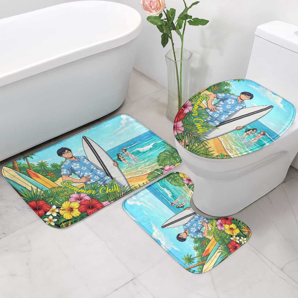 Tenya Iida Summer Chill Bathroom Set Tropical Anime Surf Escape