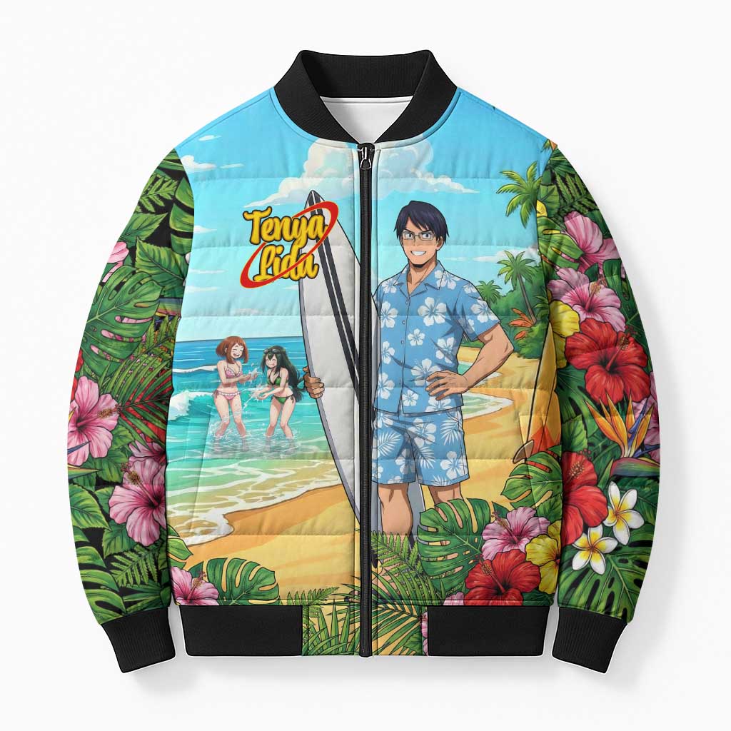 Tenya Iida Summer Chill Bomber Puffer Jacket Tropical Anime Surf Escape