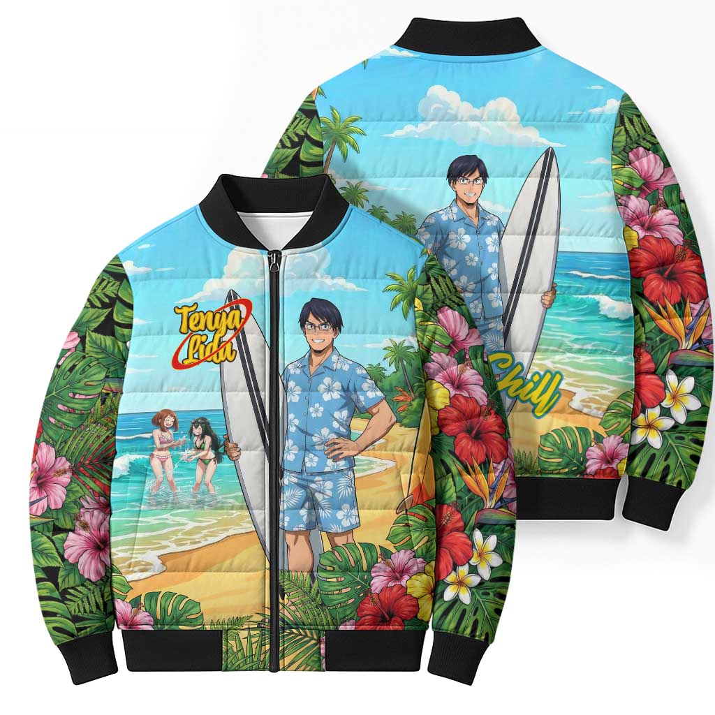 Tenya Iida Summer Chill Bomber Puffer Jacket Tropical Anime Surf Escape