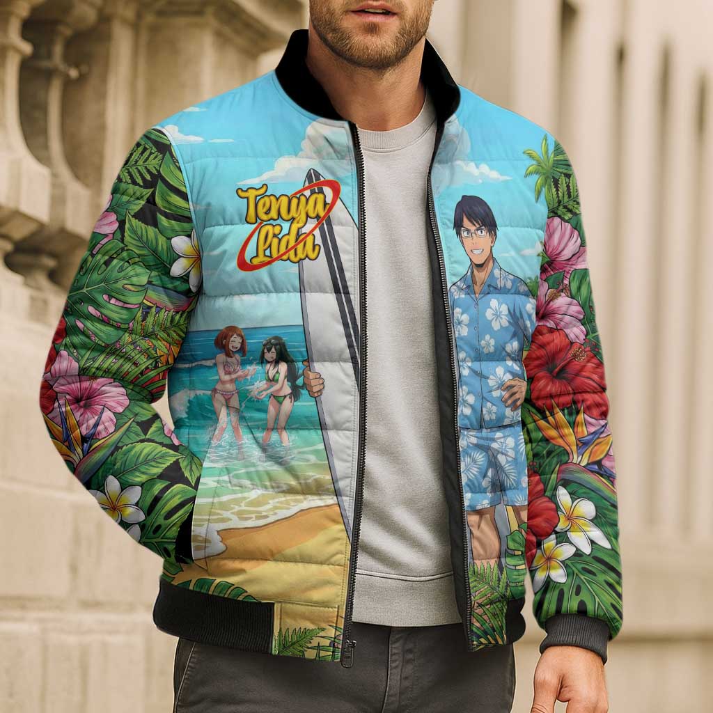 Tenya Iida Summer Chill Bomber Puffer Jacket Tropical Anime Surf Escape