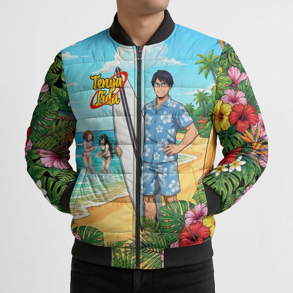Tenya Iida Summer Chill Bomber Puffer Jacket Tropical Anime Surf Escape