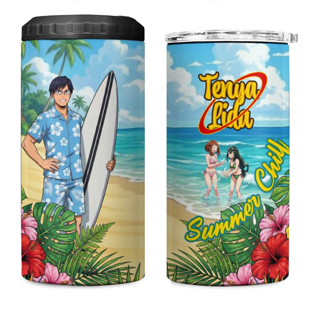Tenya Iida Summer Chill 4 in 1 Can Cooler Tumbler Tropical Anime Surf Escape