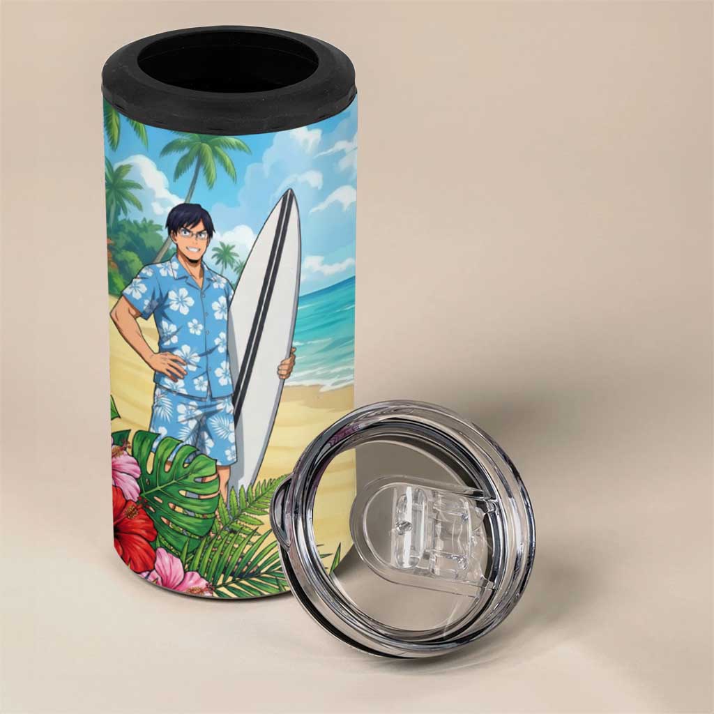 Tenya Iida Summer Chill 4 in 1 Can Cooler Tumbler Tropical Anime Surf Escape
