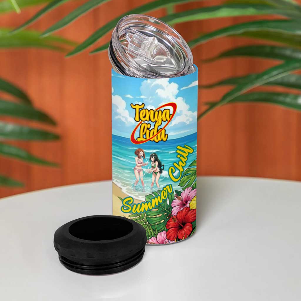 Tenya Iida Summer Chill 4 in 1 Can Cooler Tumbler Tropical Anime Surf Escape