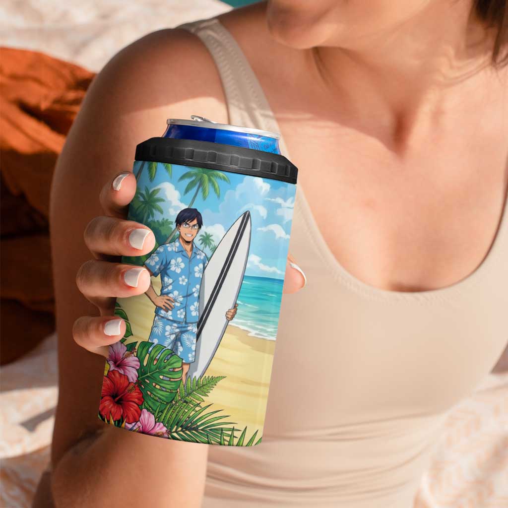 Tenya Iida Summer Chill 4 in 1 Can Cooler Tumbler Tropical Anime Surf Escape