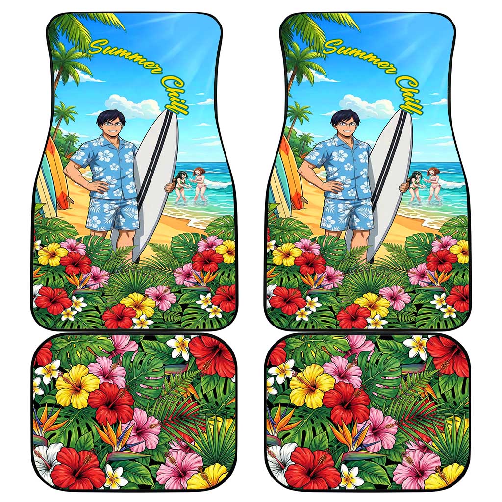 Tenya Iida Summer Chill Car Mats Tropical Anime Surf Escape