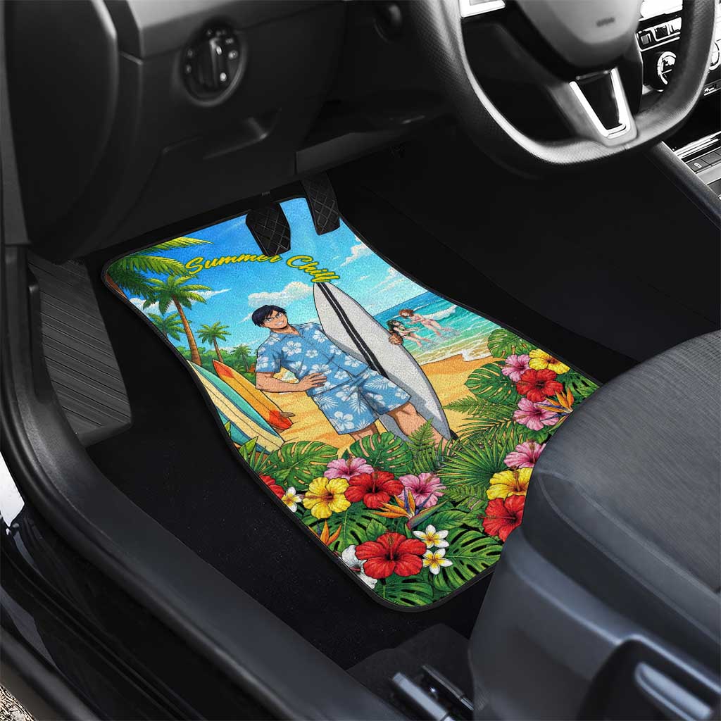 Tenya Iida Summer Chill Car Mats Tropical Anime Surf Escape