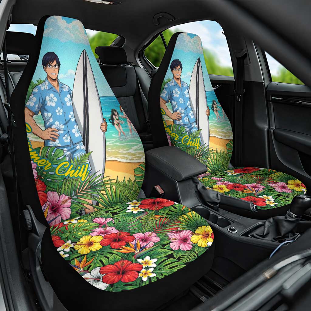 Tenya Iida Summer Chill Car Seat Cover Tropical Anime Surf Escape