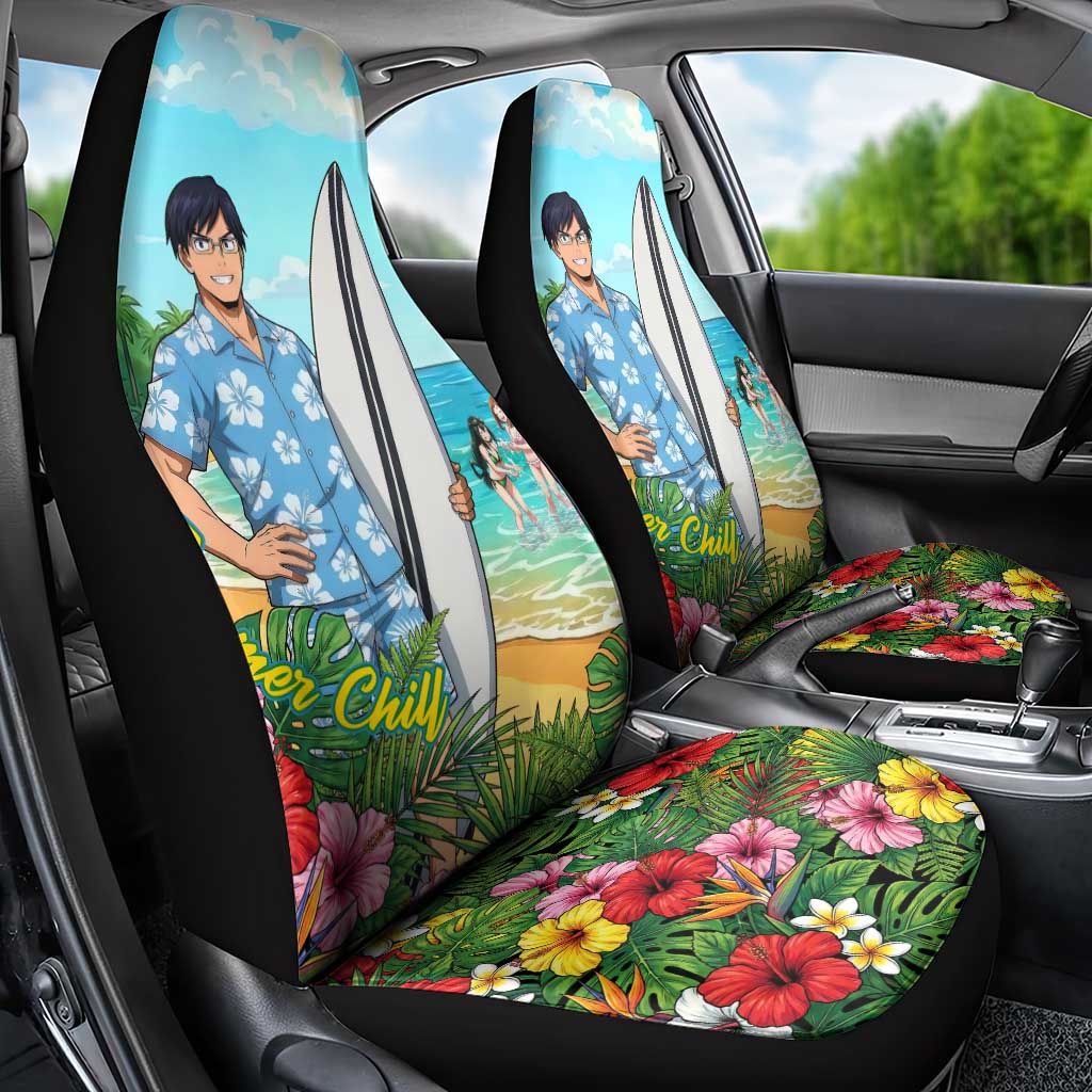 Tenya Iida Summer Chill Car Seat Cover Tropical Anime Surf Escape