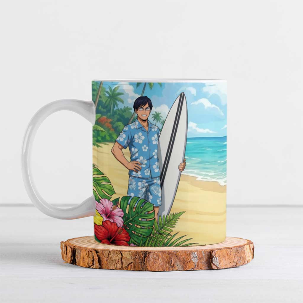 Tenya Iida Summer Chill Ceramic Mug Tropical Anime Surf Escape