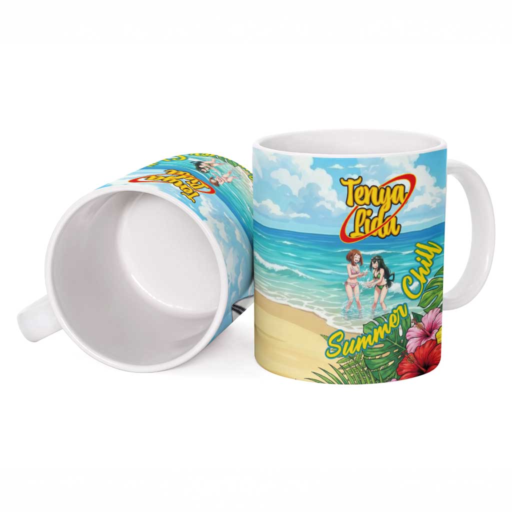 Tenya Iida Summer Chill Ceramic Mug Tropical Anime Surf Escape