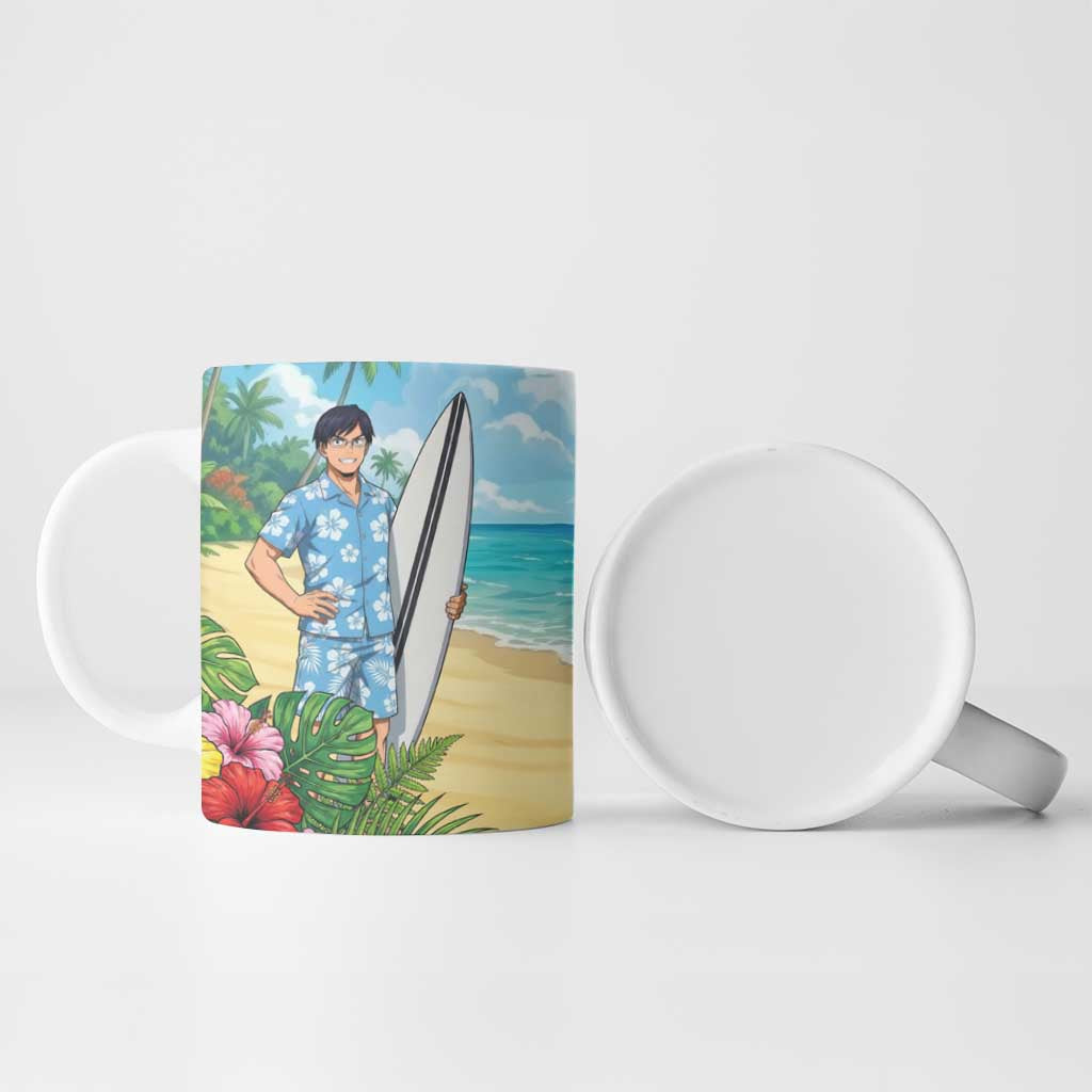 Tenya Iida Summer Chill Ceramic Mug Tropical Anime Surf Escape