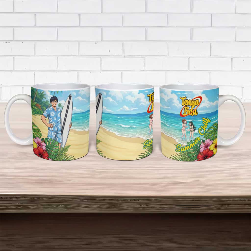 Tenya Iida Summer Chill Ceramic Mug Tropical Anime Surf Escape