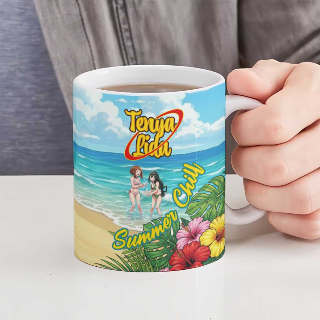 Tenya Iida Summer Chill Ceramic Mug Tropical Anime Surf Escape