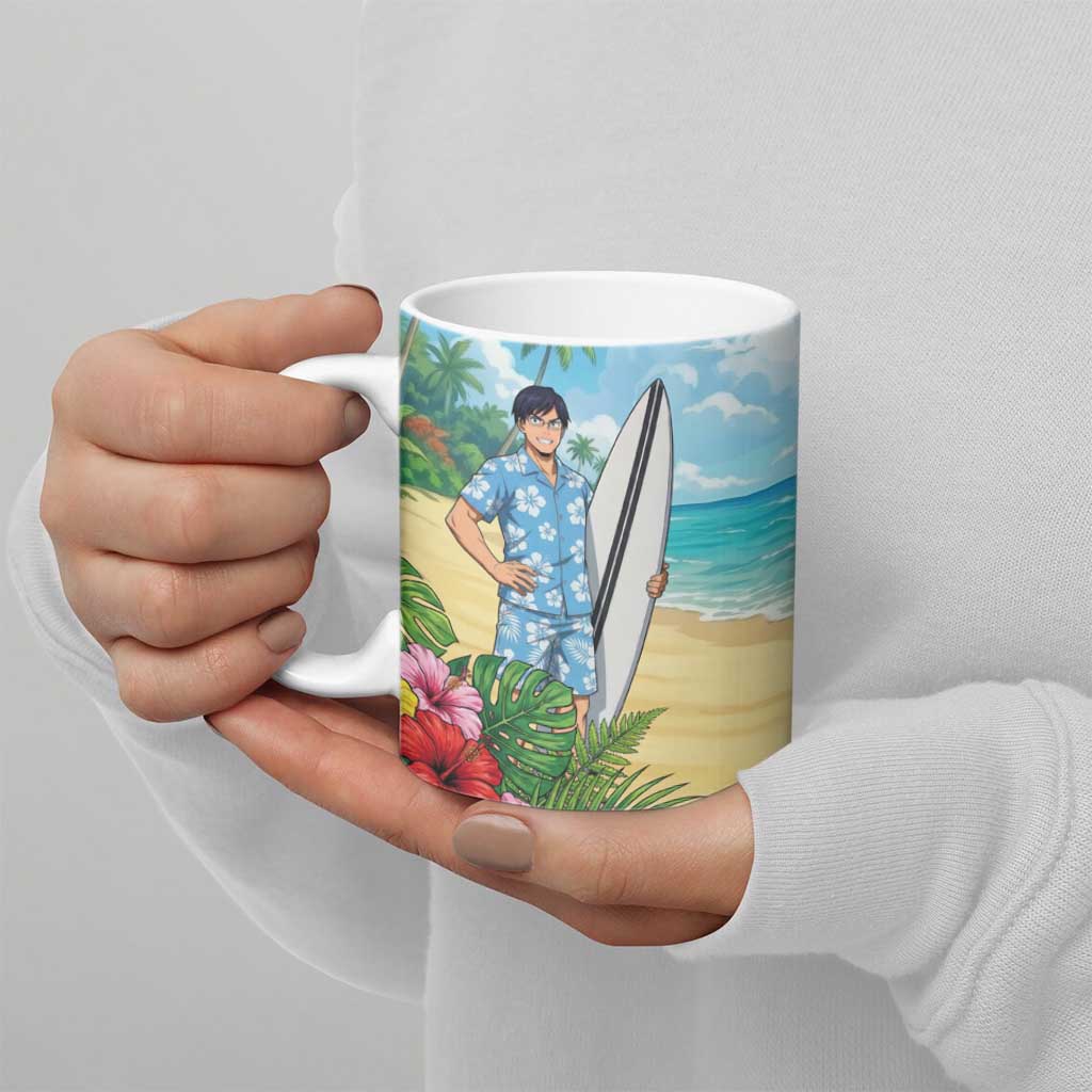 Tenya Iida Summer Chill Ceramic Mug Tropical Anime Surf Escape