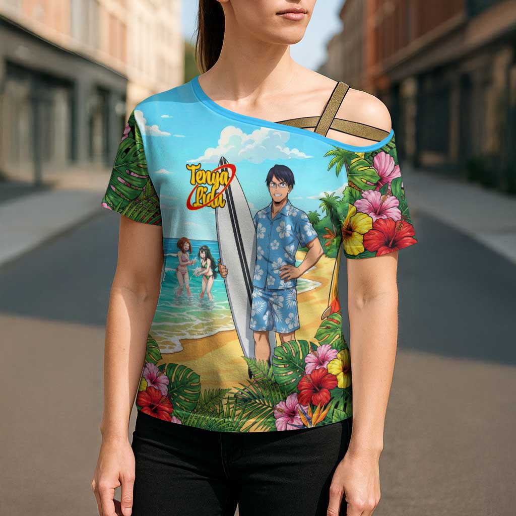 Tenya Iida Summer Chill Cross Shoulder Shirt Tropical Anime Surf Escape