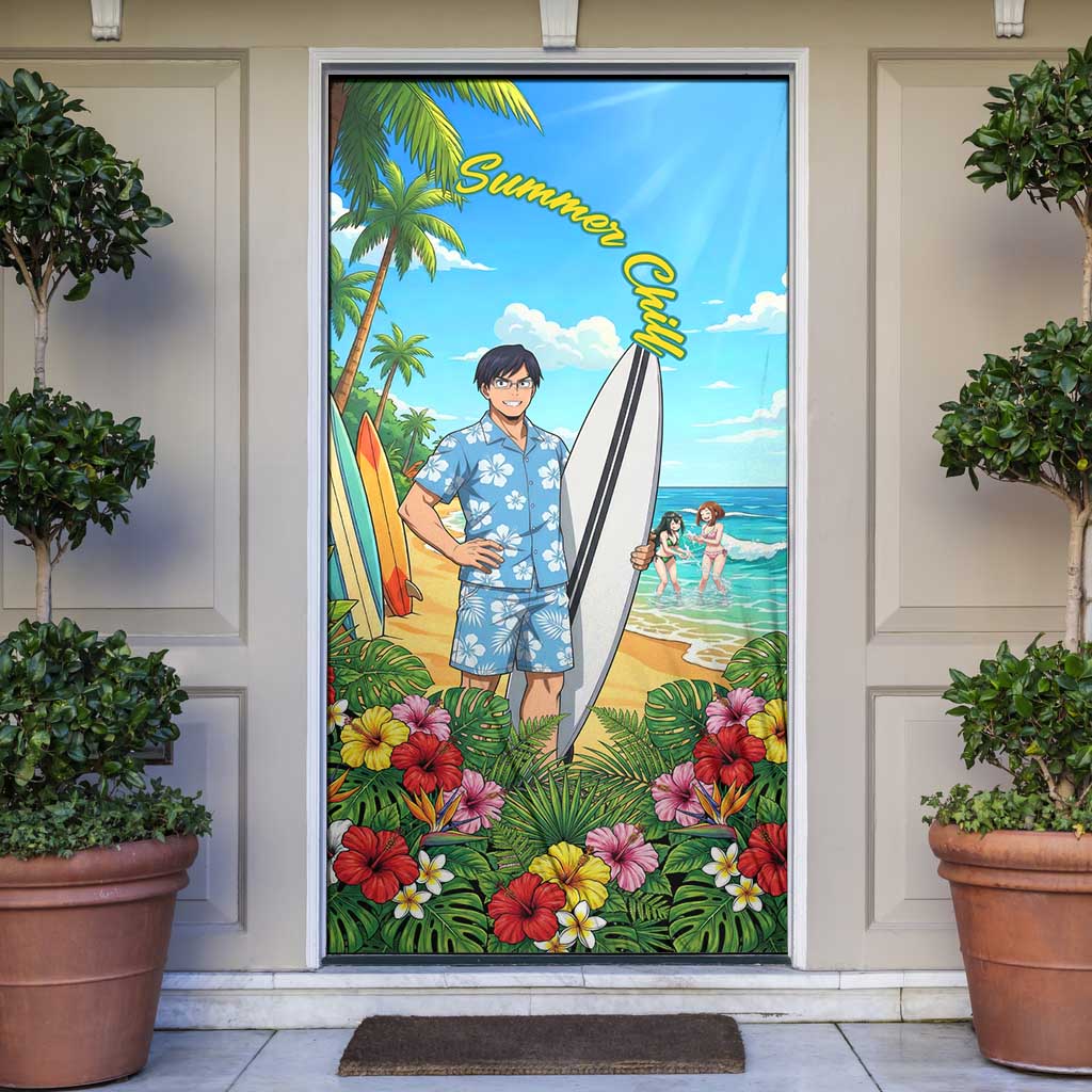Tenya Iida Summer Chill Door Cover Tropical Anime Surf Escape