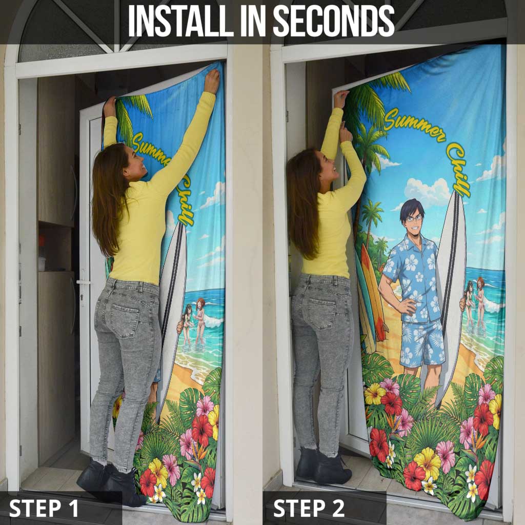 Tenya Iida Summer Chill Door Cover Tropical Anime Surf Escape