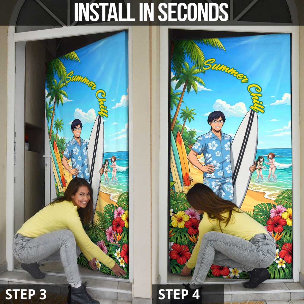 Tenya Iida Summer Chill Door Cover Tropical Anime Surf Escape